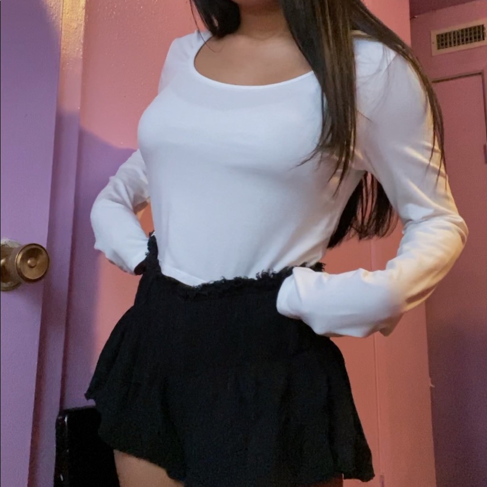 Express Cropped White Long Sleeve